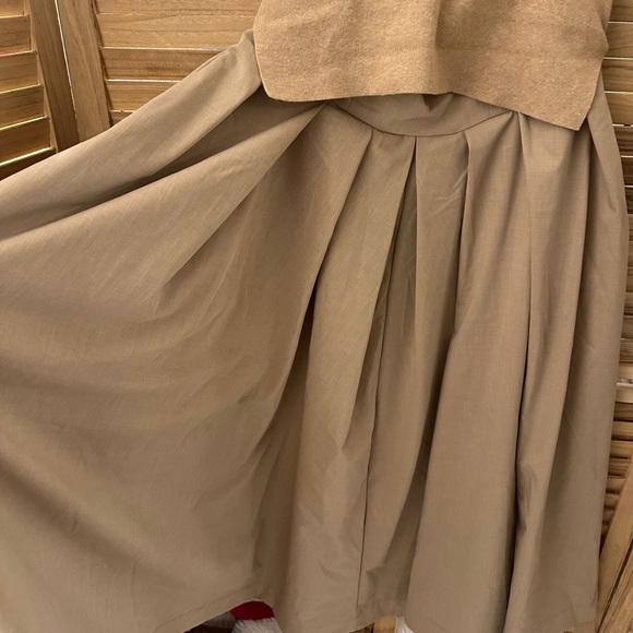 STAUD Madeline layered cotton and cashmere-blend pleated crepe midi dress size S - Picture 7 of 11